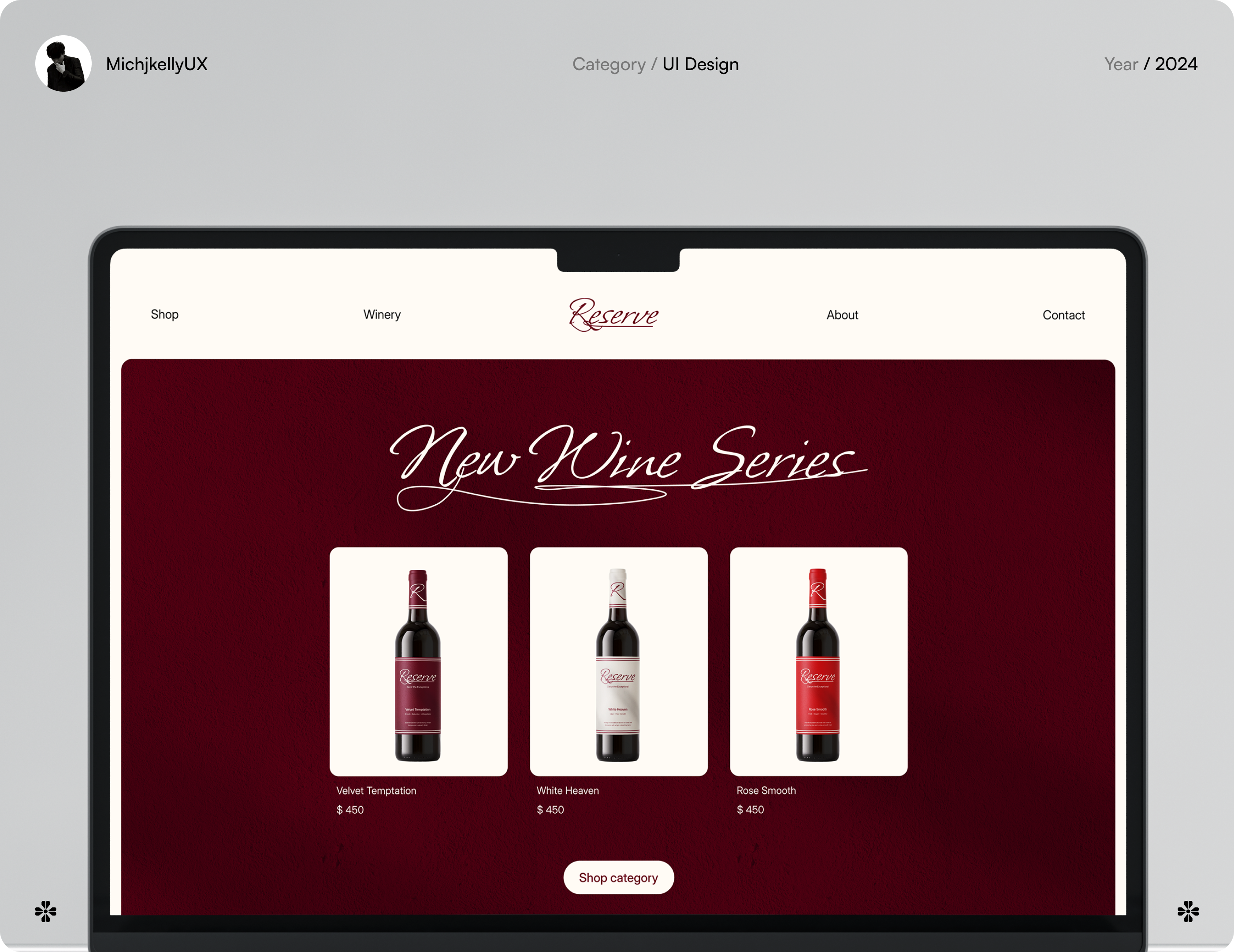 RESERVE - Wine Shop Web Design advertising brand identity branding design designer e commerce landing page layout minimalism minimalist mockup product saas shop typography ui ux web design website wine