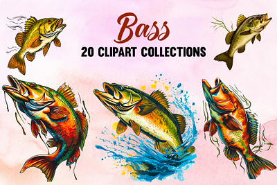 Bass Clipart Bundle wild