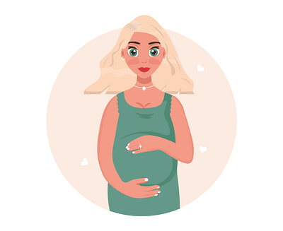 Portrait of beautiful young pregnant woman. Cartoon style. art baby beautiful cartoon graphic design pregnant print trand vector woman