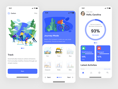 Mobile app concept for tracking carbon footprint 🌍 ecofriendly mobile app ui uxui