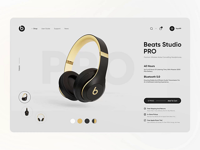 Headphones Product Page 3d animation graphic design motion motion graphics ui ux