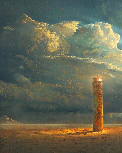 The desert Beacon beacon collect desert details digital art editions lighthouse nft painting photoshop sale texture