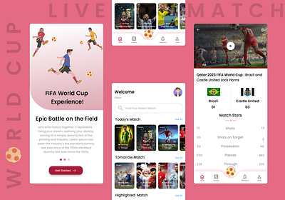 FIFA Live Match Mobile App - UI Design branding design dribbbleshowcase fifaliveapp graphic design illustration live match ui logo mobileui typography ui uiuxdesign ux vector