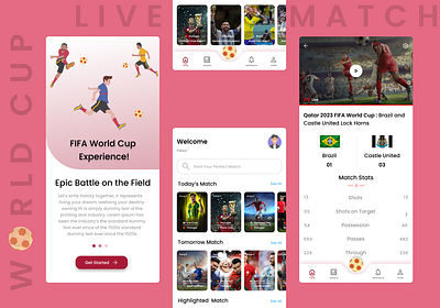 FIFA Live Match Mobile App branding design graphic design illustration logo typography ui ux vector