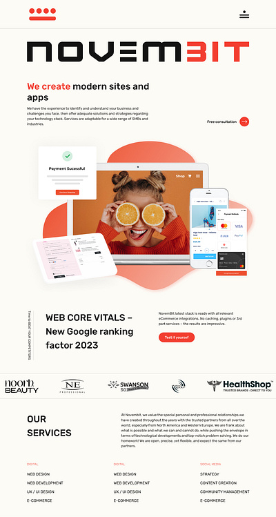 Novembit colors creative digital agency figma it landing page prototype ui ux