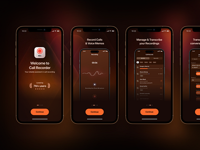 Call Recorder: Onboarding brown call recorder dark ios mobile product product design ui uiux ux visual