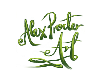 "Alex Procter Art" - Visual identity and branding banner branding flowing style hand drawn hand lettering hand script ink lettering script typography visual identity