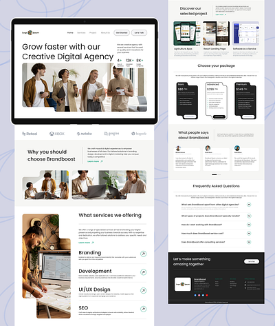 Digital Agency - Landing Page agency branding design digital agency digital marketing elements figma framer hero section interface landing page minimalist pricing service simple ui user experience user interface website white