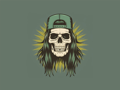 Skull Wearing Cap - Illustration art brand branding design graphic graphic design illustration illustration art logo logo design modern skeleton skull