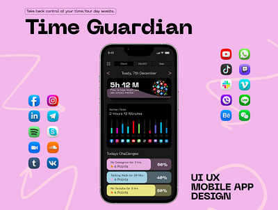 Time Guardian Mobile app design design mobile app mobile app design screen monitor app design time app design time guardian app design ui ui ux