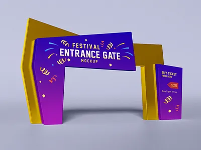 Free Festival/ Exhibition/ Event Entrance Gate Portal Mockup PSD 3d portal mockup entrance gate mockup event gate mockup free mockup gate mockup mockup portal mockup psd mockup