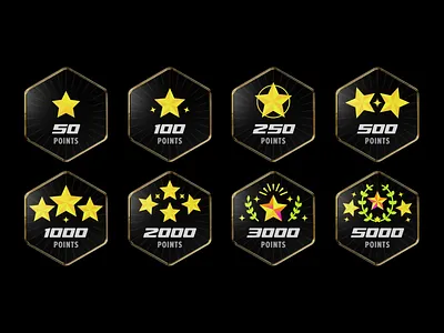 Star Achievement Badges 3d badges achievement achievement badges award badge design badge designs collectibles gamification gamified badges gold badge laurel milestone shooting star star star badges trophy winner