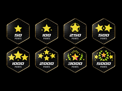 Star Achievement Badges 3d badges achievement achievement badges award badge design badge designs collectibles gamification gamified badges gold badge laurel milestone shooting star star star badges trophy winner