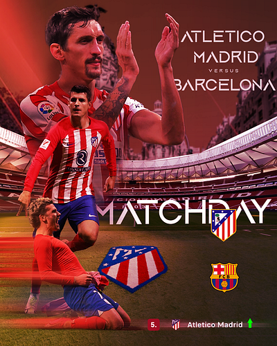 MATCHDAY ~ @ndesignvisuals atletico barcelona design designer graphic design madrid soccer spain sport sportdesign