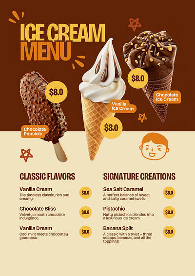 Ice cream Menu 3d animation graphic design ui