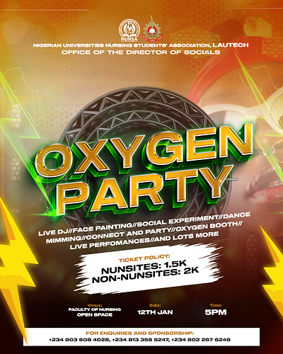 Oxygen Party Flyer Design branding graphic design