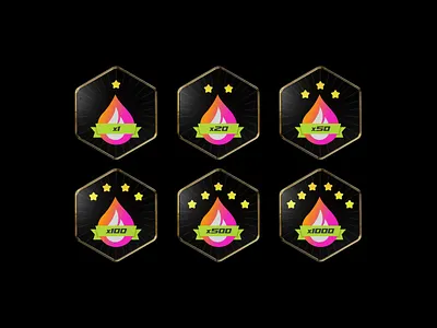 Streak Achievement Badges 3d achievement badge 3d badge award badge set bold badges challenge fire fire badges flame gamification hexagon leaderboard medal reward streak streak achievement trophy winner