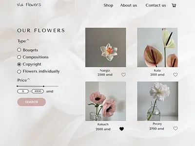 Flowers website design interface ui website