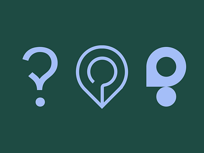Question mark + pin exploration branding exploration identity logo