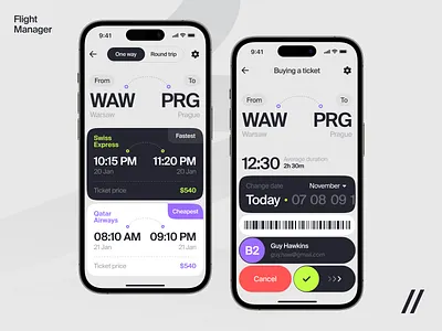 Personal Flight Manager iOS App air airplane app design ui express flight ios mobile app plane search ticket tour travel trip ui ux way