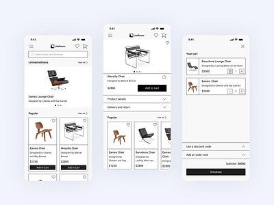 UI Design for Furniture Shopping App app design furniture mobile shopping ui ux