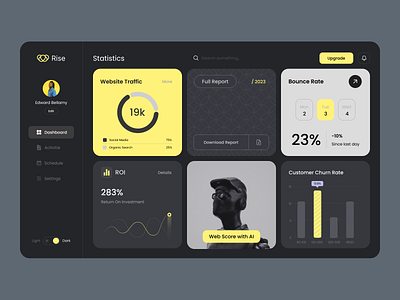 Dashboard - Rise. Admin Panel admin panel dashboard design ui ux uxui design