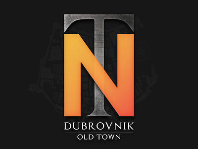 #2 "Now&Then: Dubrovnik Old Town" logo app branding city croatia dubrovnik fonts icon logo map mobile old orange steel town