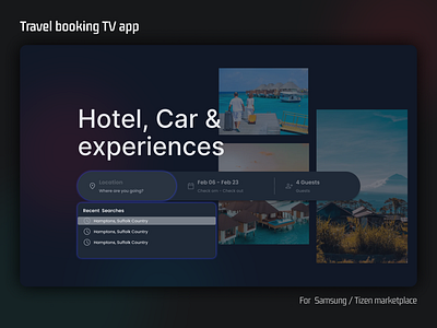 Travel booking app for TV booking filter inner list samsung tizen travel tv ui ux