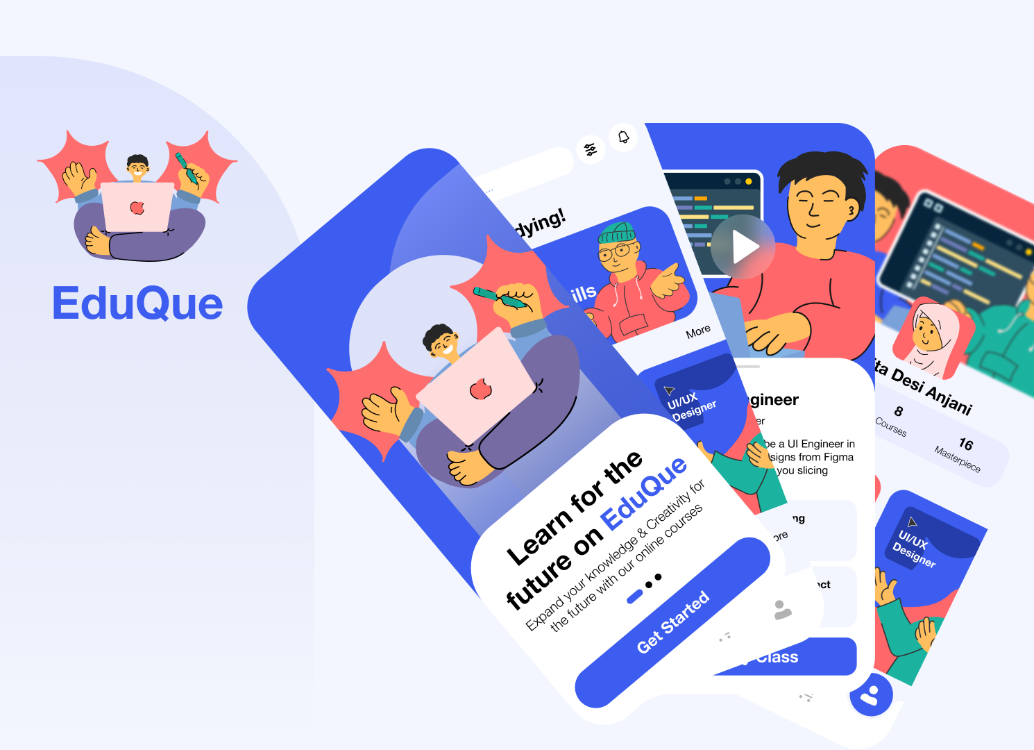 EduQue - Education App appdesign design education educationapp illustration ui uidesign uieducation uiillustration uiilustration uiux uiuxdesign