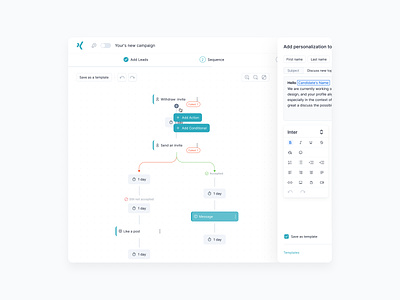 Sequence template | Conditions and Actions apollo attio crm leads library marketing metrics product design saas sales savina designer sequence library sequence template sequencing template library templates uxdesign valeria savina designer web app web design
