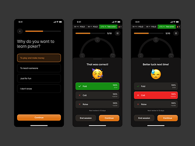 PlusEV Application application dark app dark mode design design learning app poker app reward app reward application ui design uidesign