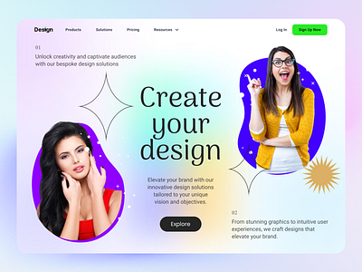 Digital Agency Website agency colorful ui design agency digital agency figma design gradient color gradient ui hero banner hero section landing page landing page design style font ui design uiux uiux design agency vinomind visual design webpage website website design