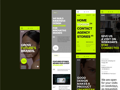 Reshot : Neuro Agency - Mobile Version agency branding figma gallery green minimal mobile model photography portfolio studio typography ui ui kit ux