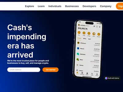 Coinbase with 3D web interaction 3d animation branding ui