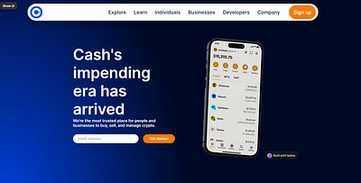 Coinbase with 3D web interaction 3d animation branding ui