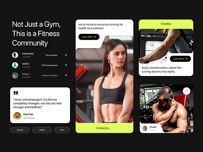 Fitness webite social prof - Bjorgym bento body building design fitness fitness design fitness website gym health hero section social prof sport website ui user interface ux web design website workout