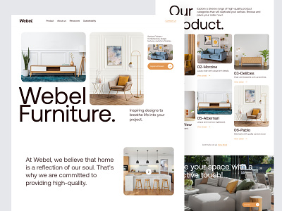 Webel - Furniture Landing Page bold bold style clean design furniture furniture landing page furniture website home interior landing landing page minimal room ui ui design unique style ux web web design website