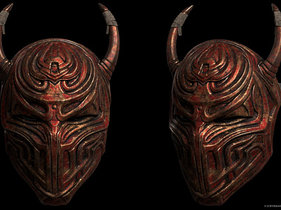 Fantasy Ambiguous Mask 3d 3d art character design digital art hard surface lighting mask mempo oni rendering sculpting warrior