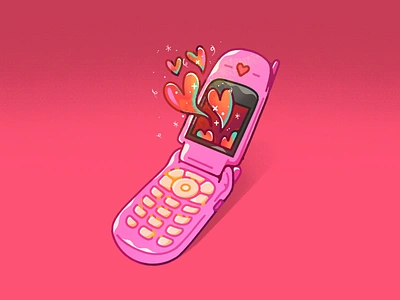 Young love in the 2000s 2000s cute flip phone illustration phone procreate retro texting texture