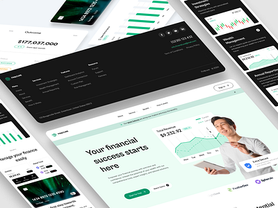 Fin & Cure - Financial Agency Landing Page clean company finance finance landing page finance website landing page minimalist modern saas ui web design