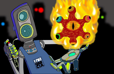bots and magic fantasy illustration robots sketch