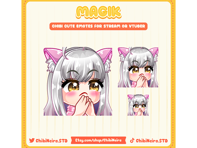 😺Chibi Cat Thinking YCH Emotes🐱 animation cat girl concept art custom emotes design discord emotes graphic design illustration kick emotes motion graphics open commission original character personalized emotes shapeshifter twitch emotes ych emotes