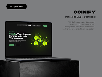 Coinify - Dark Mode Crypto Dashboard crypto darkmode dashboard landingpage webdesign