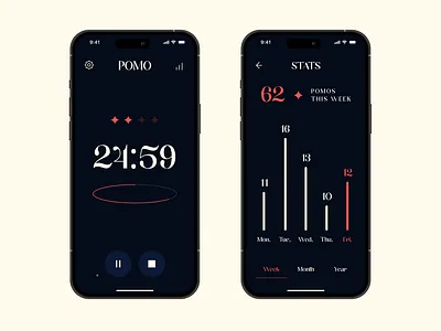 POMO UI Design darkmode pomodore ui