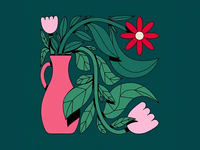 🌿 colorful colourful digital art digital illustration editorial illustration flower flower illustration graphic design illustration visual design