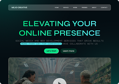 Mejo Creative Agency Website Design agency hero section landing page ui website