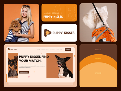 Puppy Kisses- Pet Branding brand identity branding design dog figma hero section illustration logo pet typography ui user interface ux website