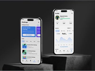 Fitgo - Sign up, Challenge & Activity Mockup version. app badges clean design fitness gym health leaderboard login minimal runner running signup sport statistics track tracking ui ux workout