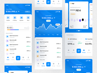 ✨Financialy - Financial Mobile App Design app balance bank cards chart clean credit design finance investment mobile mockup money pay payment savings transfer ui ux wallet