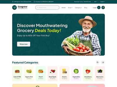 Ecogrow-Grocery landing page website groceries grocery grocery delivery grocery online grocery shopping grocery store landing page landing page design landing page ui landing pages ui ui design ui ux ui ux design ux design web design webdesign website website design websites